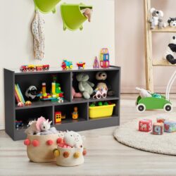CostwayBookcase & Toy Storage with 5 Compartments for Kids-Grey