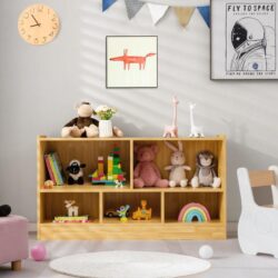 CostwayBookcase and Toy Storage with 5 Compartments for Kids-Yellow