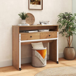 CostwayExtending Writing Desk Console Table Worktable for Small Space Home and Office-Natural
