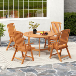 CostwayFoldable Patio All-Weather HDPE Outdoor Dining Chair with Armrest-Brown