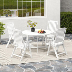 CostwayFoldable Patio All-Weather HDPE Outdoor Dining Chair with Armrest-White