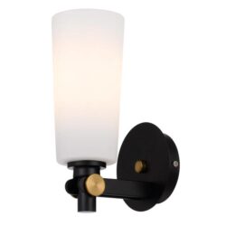 Delmar Modern Wall Lamp Light Metal Glass Black Antique Gold Opal Matt