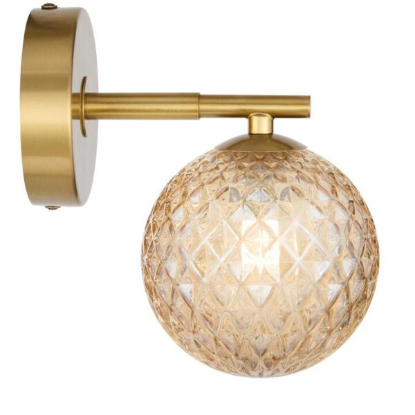 Felton Modern Wall Lamp Light Glass Metal Amber Antique Gold Polished