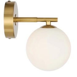 Felton Modern Wall Lamp Light Glass Metal Antique Gold Opal Matt Polished