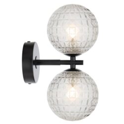 Felton Modern Wall Lamp Light Glass Metal Black Clear Matte