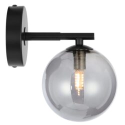 Felton Modern Wall Lamp Light Glass Metal Black Smoke Matte