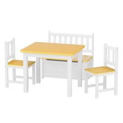 Kids Table and Chairs Set Wooden Study Play 4PCS