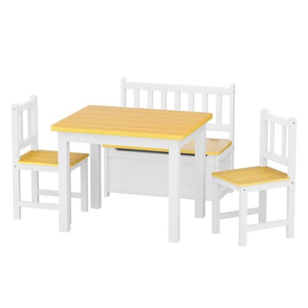 Kids Table and Chairs Set Wooden Study Play 4PCS