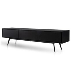 Liam Wooden TV Unit With Black Matte Drawers - Black - Last One by Interior Secrets - AfterPay Available