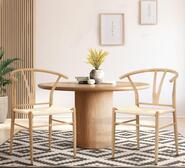 Set Of 2 Replica Hans Wegner Dining Chairs Neutral