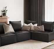 Set Of 4 Valeri Armless Lounge Chairs Black 4 Seater