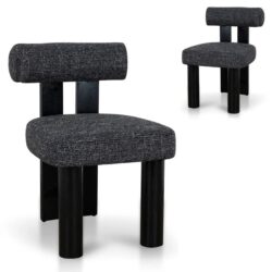 Set of 2 - Remy Black Dining Chair - Field Charcoal by Interior Secrets - AfterPay Available