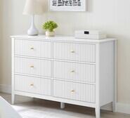 Zia Fluted 6 Drawer Chest White