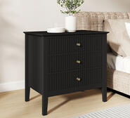 Zia Wide Bedside Table Black