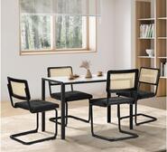 Ailani 4 Seater Black & White Rectangle Dining Table Set Black