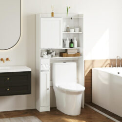 CostwayOver the Toilet Cabinet Space-saving Bathroom Storage Organizer-White