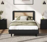 Dahlia Single Rattan Bed Frame Black
