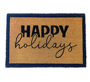 Happy Holidays 60 X 90Cm Coir Door Mat Black 60cm x 90cm