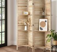 Kanata 4 Panel Room Divider With Shelves Neutral