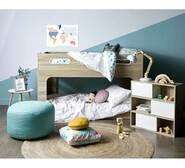 Kids Cabin Single Oak Bunk Bed Neutral