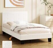 Quiton King Single Boucle Bed Frame White