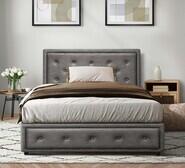 Rowynn King Single Gas Lift Bed Frame With Storage Grey