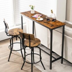 Costway120 x 40 cm Industrial High Bar Table for Kitchen & Cafe & Pub