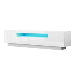 TV Unit Entertainment Unit Storage Drawer RGB LED 180cm White