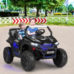 Costway12V 2-Seater Kids Ride On Car with Light Music & Electric Remote Control-Black