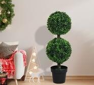 120Cm Baila 2-Ball Tree Artificial Plant Green