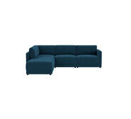 Abode 4 Seater Modular Left Corner Sofa With Ottoman Blue
