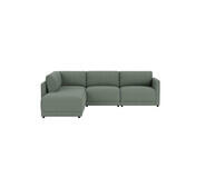 Abode 4 Seater Modular Left Corner Sofa With Ottoman Green