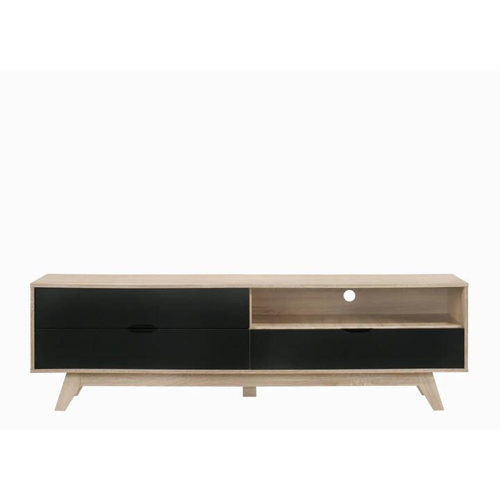 Aline TV Stand Entertainment Unit W/ 3-Drawers 180cm - Oak/Black Aline TV Stand Entertainment Unit W/ 3-Drawers 180cm - Oak/Black