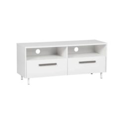 Ashley Wooden Modern Small TV Stand Entertainment Unit 2-Drawer White