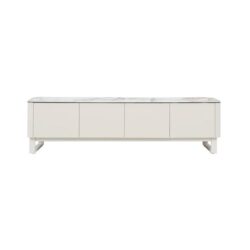 Avalor Marble Effect Ceramic Lowline Entertainment TV Stand Unit 180cm 4-Doors Milan White