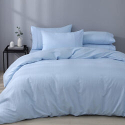 Caressa Stripe Quilt Cover Set - Microfibre, Single, Black - Canningvale