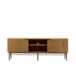 Carlos Lowline Entertainment Unit TV Stand 150cm Metal Legs W/ Drawer Oak/Black