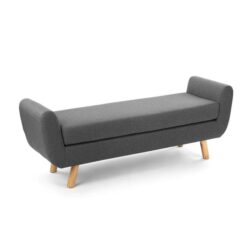 Connor Fabric Wing Long Ottoman Bench Foot Stool - Grey