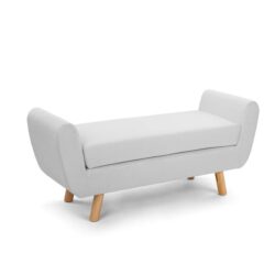 Connor Fabric Wing Ottoman Bench Foot Stool - White