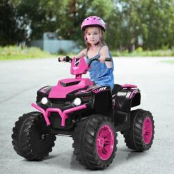 Costway12V Electric Kids Quad ATV Ride on Car with Music and Bright LED Lights-Pink
