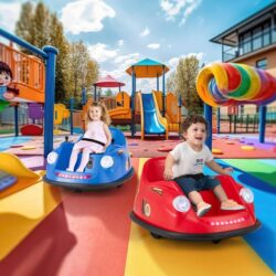 Costway12V Electric Kids Ride on Bumper Car with Remote Control for Toddlers 2-5 Years Old-Navy