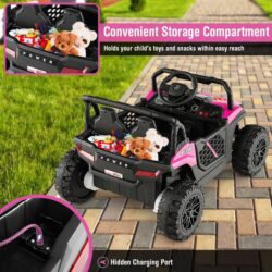 Costway12V Kids Ride on Car with Parental Remote and 3 Speeds-Pink