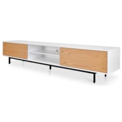 Ex Display - Blake 2.3m Wooden TV Entertainment Unit - Lowline - Natural by Interior Secrets - AfterPay Available