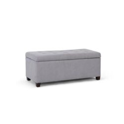 Fabric Storage Box Ottoman Foot Stool Bench - Ash Grey