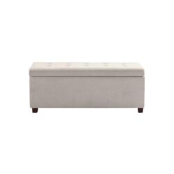 Fabric Storage Box Ottoman Foot Stool Bench - Beige