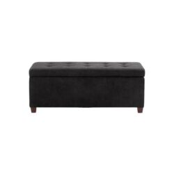 Fabric Storage Box Ottoman Foot Stool Bench - Black