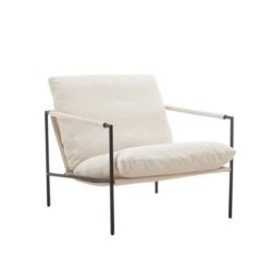 Kaylen Fabric Relaxing Accent Lounge Chair Metal Frame Beige