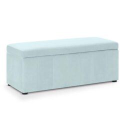 Lumine Velvet Fabric Sofa Bench Storage Ottoman Foot Rest Stool Light Blue