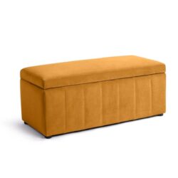 Lumine Velvet Fabric Sofa Bench Storage Ottoman Foot Rest Stool Mustard Yellow