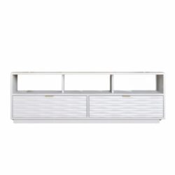 Luther Wooden Open Shelves Lowline Entertainment Unit TV Stand W/ 2-Drawers White